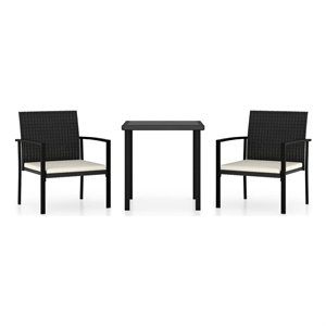 Bowery Hill Dining Set in Black Table and Chairs/Cream Cushions