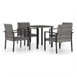 Bowery Hill Dining Set in Gray Poly Rattan 5 Piece Set Light Weight Dining Set