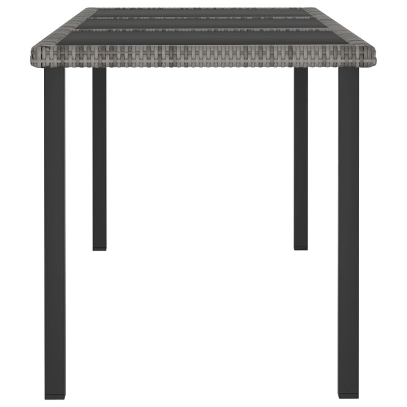 Bowery Hill Dining Set in Gray and Black Poly Rattan/Powder-Coated Steel/Glass