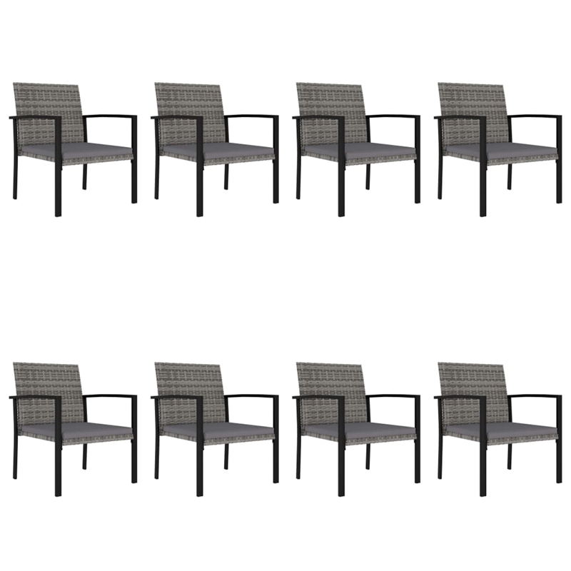 Bowery Hill Dining Set in Gray Poly Rattan Large Durable Dining Set