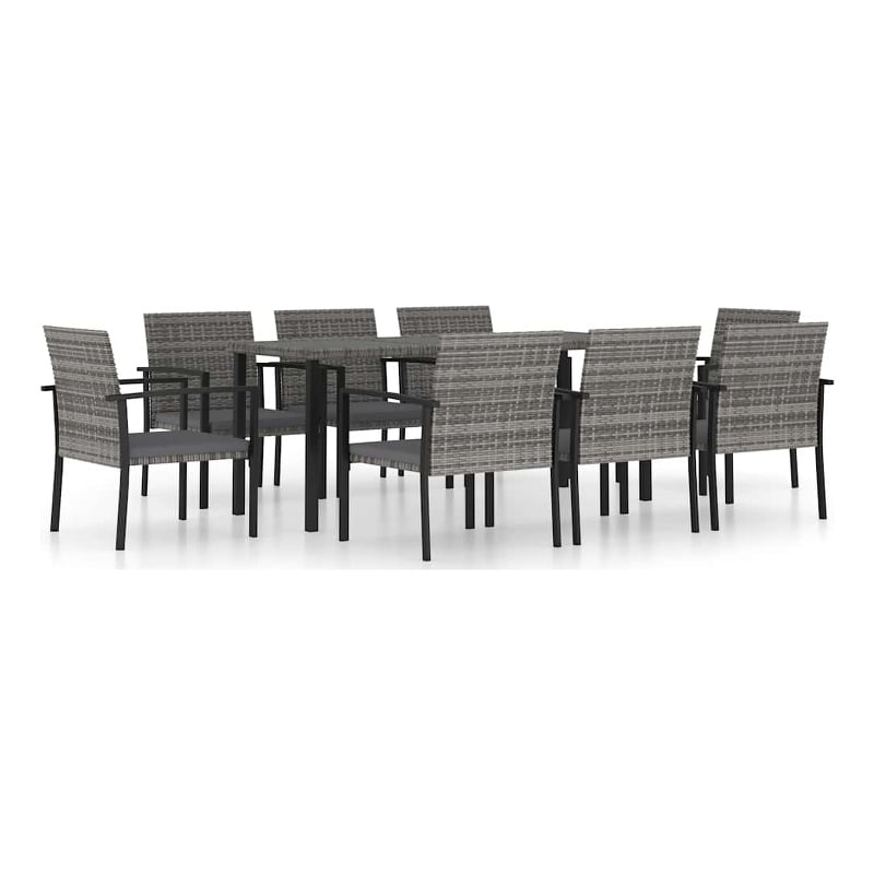 Bowery Hill Dining Set in Gray Poly Rattan Large Durable Dining Set