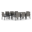 Bowery Hill Dining Set in Gray Poly Rattan Large Durable Dining Set