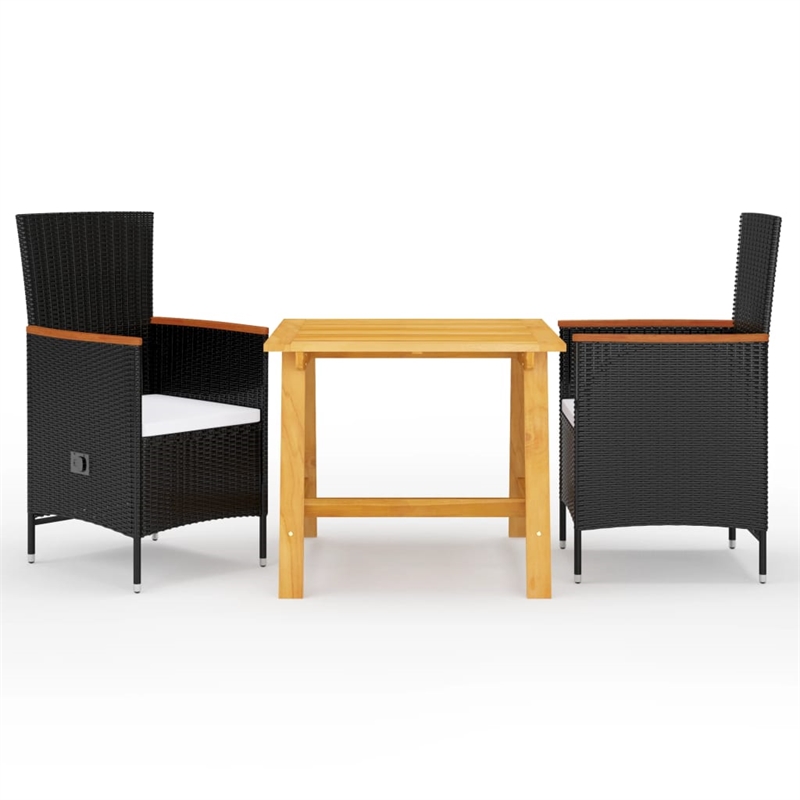 Bowery Hill Contemporary Dining Set in Black/Natural Wood Tone