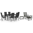 Bowery Hill Aluminum 10 Piece Set Adjustable Footrests Dining Set in Black