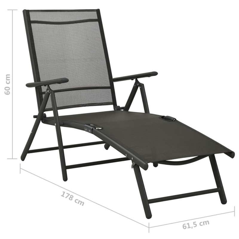 Bowery Hill Aluminum 10 Piece Set Adjustable Footrests Dining Set in Black