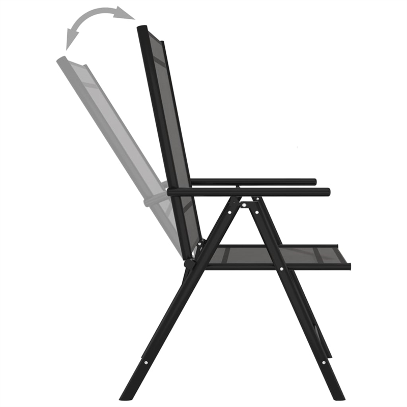Bowery Hill Aluminum 10 Piece Set Adjustable Footrests Dining Set in Black
