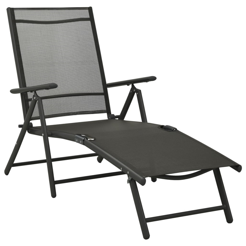 Bowery Hill Aluminum 10 Piece Set Adjustable Footrests Dining Set in Black