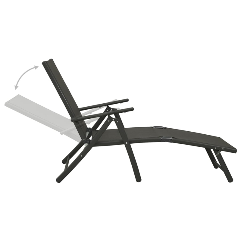 Bowery Hill Aluminum 10 Piece Set Adjustable Footrests Dining Set in Black