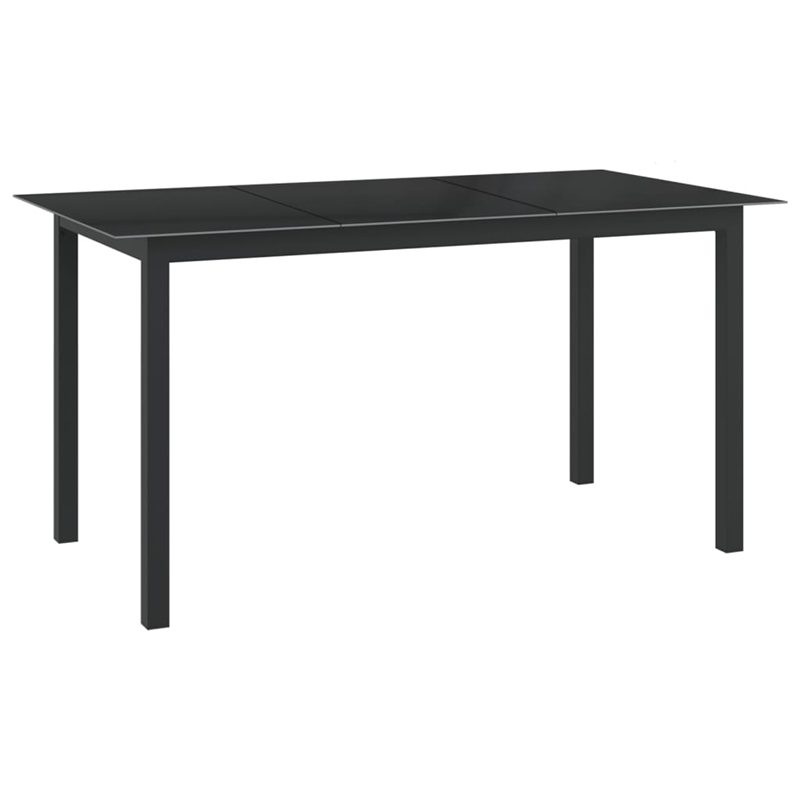 Bowery Hill Aluminum 10 Piece Set Adjustable Footrests Dining Set in Black