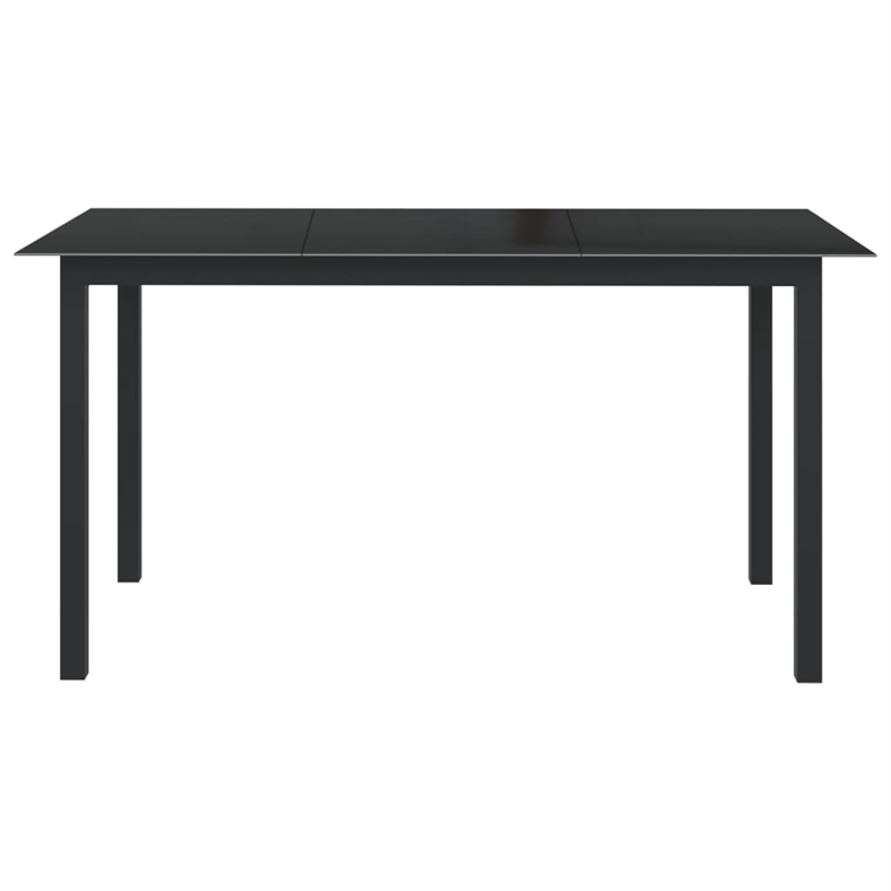 Bowery Hill Aluminum 10 Piece Set Adjustable Footrests Dining Set in Black