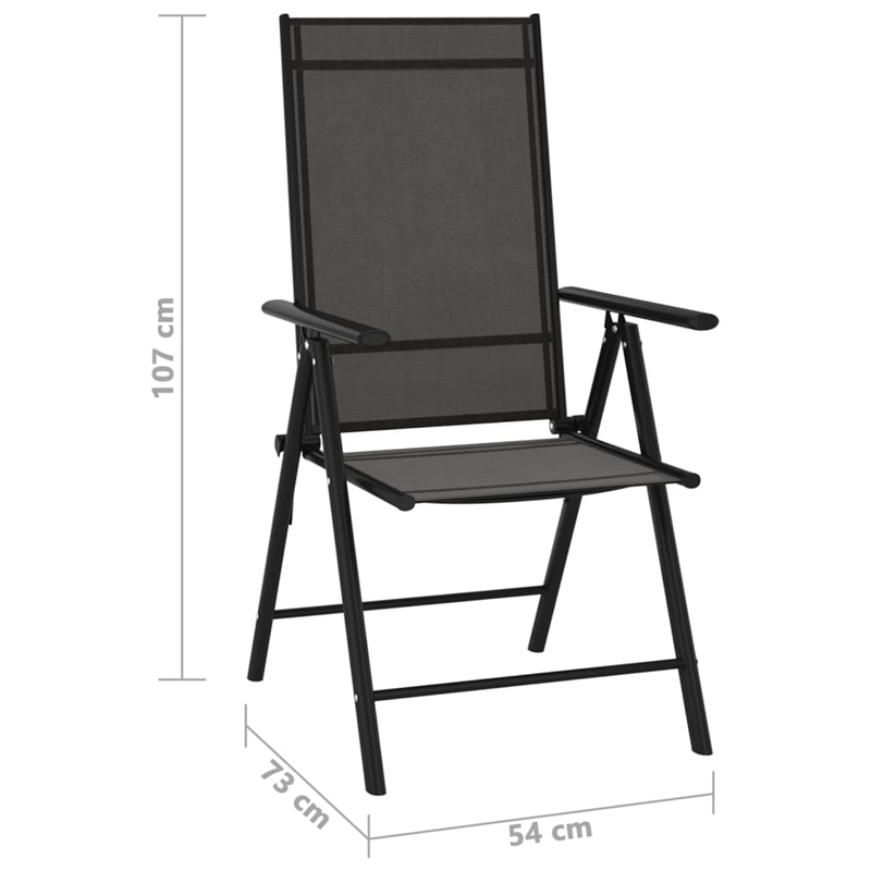 Bowery Hill Aluminum 10 Piece Set Adjustable Footrests Dining Set in Black