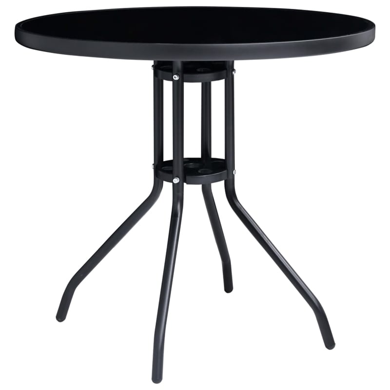 Bowery Hill Contemporary Powder-Coated Aluminum Dining Set in Black