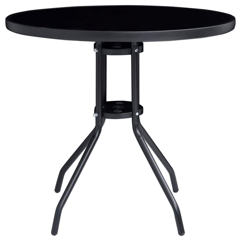 Bowery Hill Contemporary Powder-Coated Aluminum Dining Set in Black