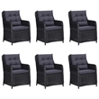 Bowery Hill Solid Acacia Wood Large Dining Set in Black/Dark Gray