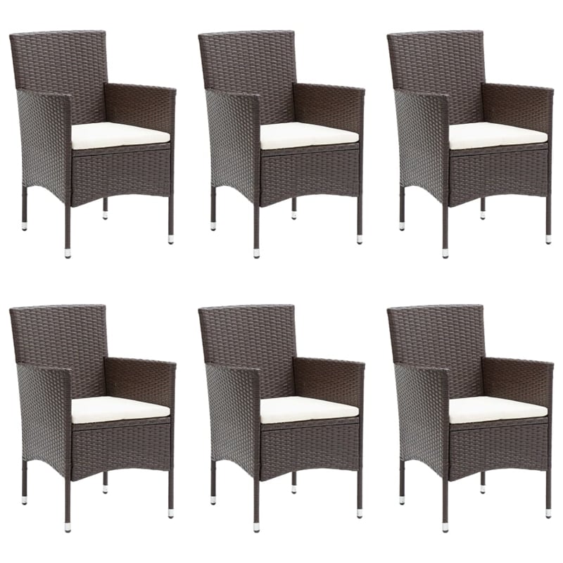 Bowery Hill Solid Acacia Wood/PE Rattan Large Dining Set in Brown & Cream White