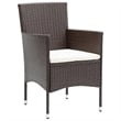 Bowery Hill Solid Acacia Wood/PE Rattan Large Dining Set in Brown & Cream White