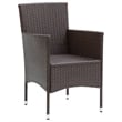 Bowery Hill Solid Acacia Wood/PE Rattan Large Dining Set in Brown & Cream White