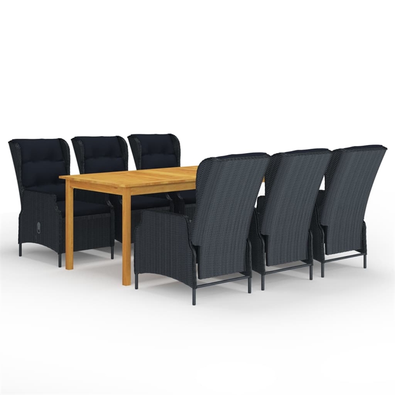 Bowery Hill Contemporary 7 Piece Dining Set in Dark Gray/Black