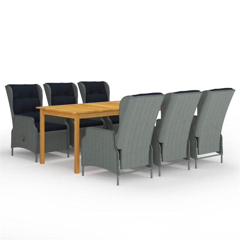 Bowery Hill Contemporary Dining Set in Light Gray/Black Cushions