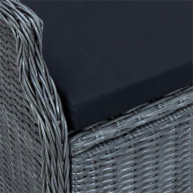 Bowery Hill Solid Acacia Wood Large Adjustable Armrests Dining Set in Dark Gray