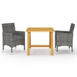 Bowery Hill Solid Acacia Wood & Powder-Coated Steel Dining Set in Gray