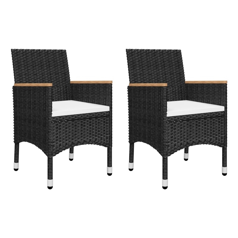Bowery Hill Solid Acacia Wood 3 Piece Set Durable Dining Set in Black