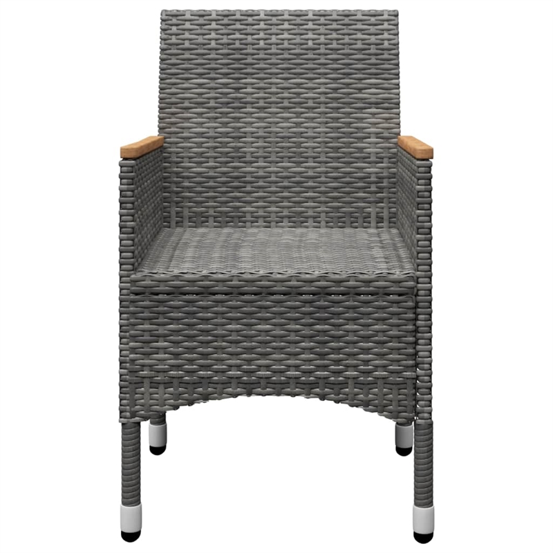 Bowery Hill Solid Acacia Wood 3 Piece Set Durable Dining Set in Gray