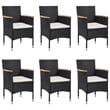 Bowery Hill Solid Acacia Wood/PE Rattan 7-Piece Set Dining Set in Black