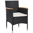 Bowery Hill Solid Acacia Wood/PE Rattan 7-Piece Set Dining Set in Black