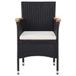 Bowery Hill Solid Acacia Wood/PE Rattan 7-Piece Set Dining Set in Black