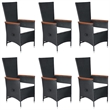 Bowery Hill Contemporary Solid Acacia Wood Dining Set in Black