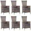 Bowery Hill PE Rattan Large Adjustable Armrests Dining Set in Gray