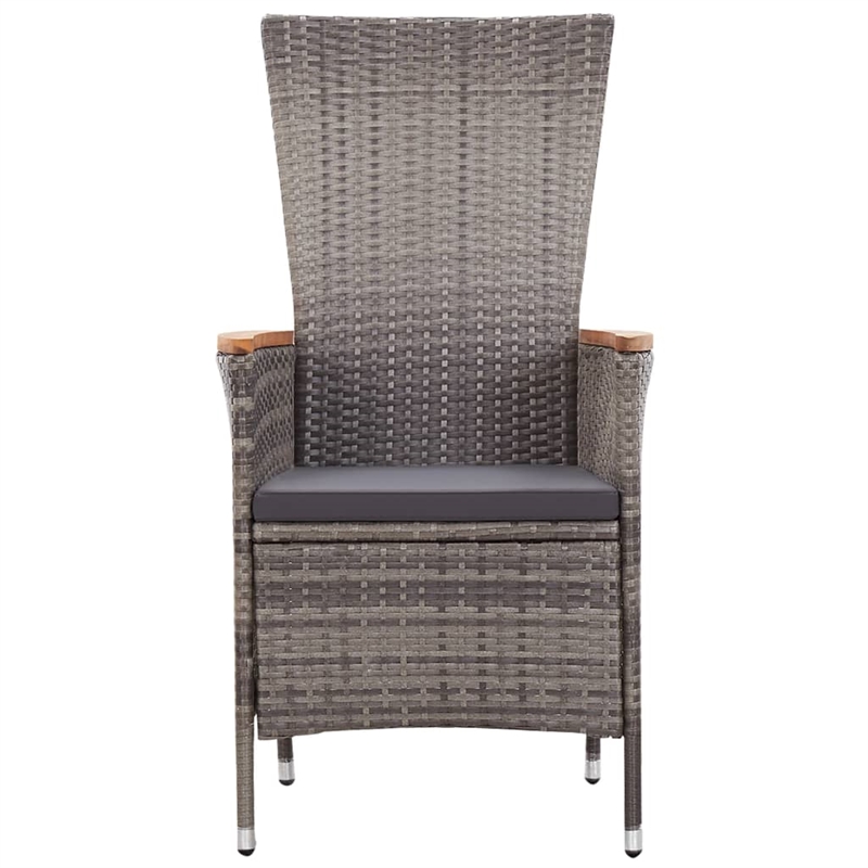 Bowery Hill PE Rattan Large Adjustable Armrests Dining Set in Gray