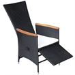 Bowery Hill Solid Acacia Wood Large Adjustable Armrests Dining Set in Black