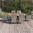 Bowery Hill Solid Acacia Wood & Powder-Coated Steel Dining Set in Gray