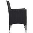 Bowery Hill Solid Acacia Wood/PE Rattan Large Dining Set in Black/Cream White