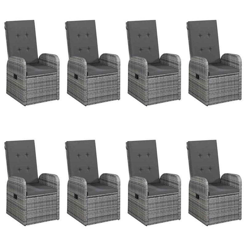 Bowery Hill Solid Acacia Wood Large Dining Set in Gray/Dark Gray