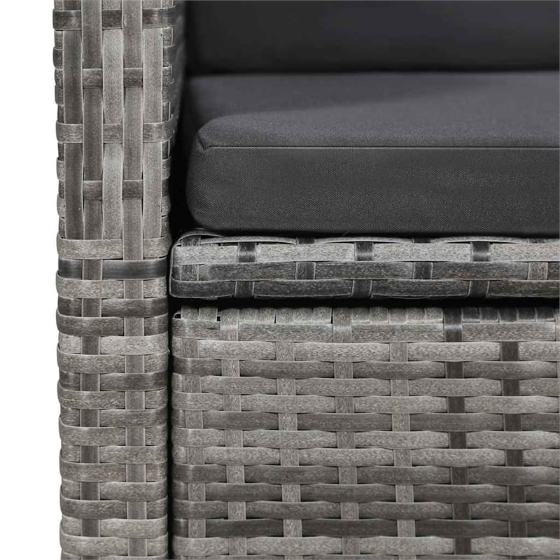 Bowery Hill Solid Acacia Wood Large Dining Set in Gray/Dark Gray