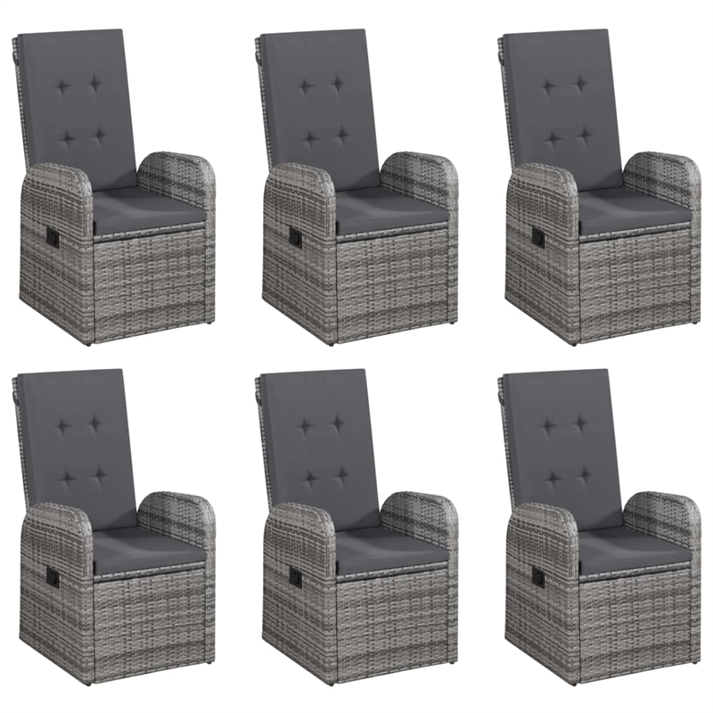 Bowery Hill Solid Acacia Wood Large Adjustable Armrests Dining Set in Gray