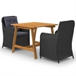 Bowery Hill Solid Acacia Wood Medium Removable Covers Dining Set in Black