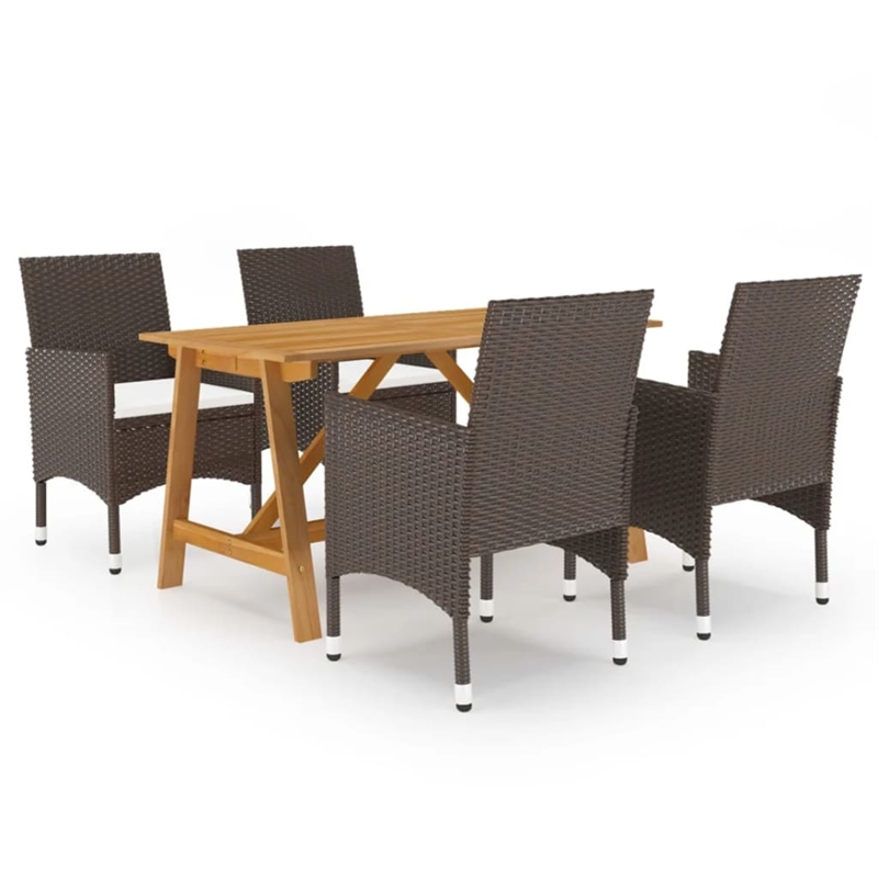 Bowery Hill Contemporary Dining Set in Brown and Cream White