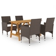 Bowery Hill Contemporary Dining Set in Brown and Cream White