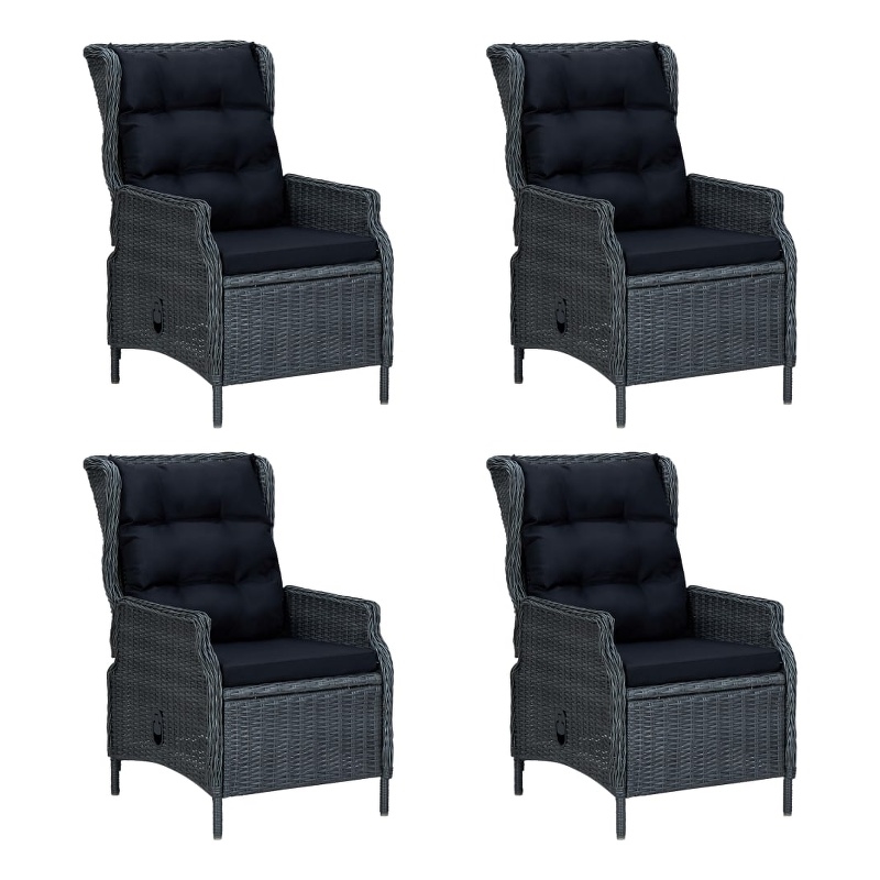 Bowery Hill Contemporary Solid Acacia Wood 5 Piece Dining Set in Dark Gray