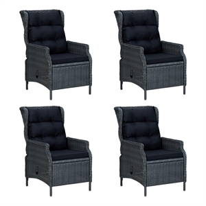 Bowery Hill Contemporary Solid Acacia Wood 5 Piece Dining Set in Dark Gray
