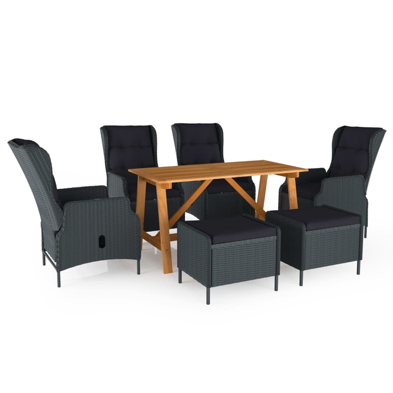 Bowery Hill Contemporary Dining Set in Dark Gray/Acacia Wood