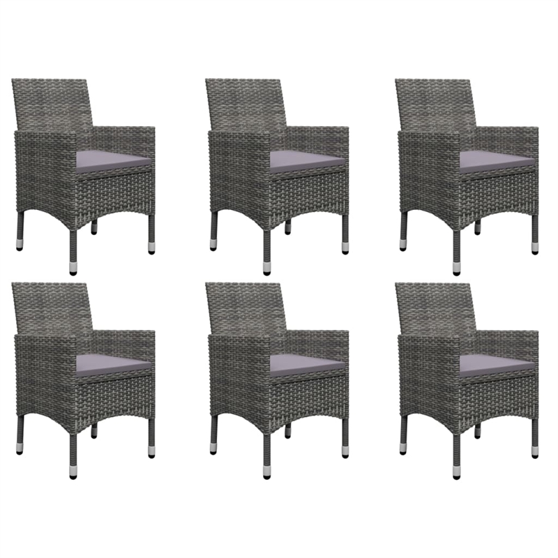 Bowery Hill Solid Acacia Wood Large Ergonomic Dining Set in Gray
