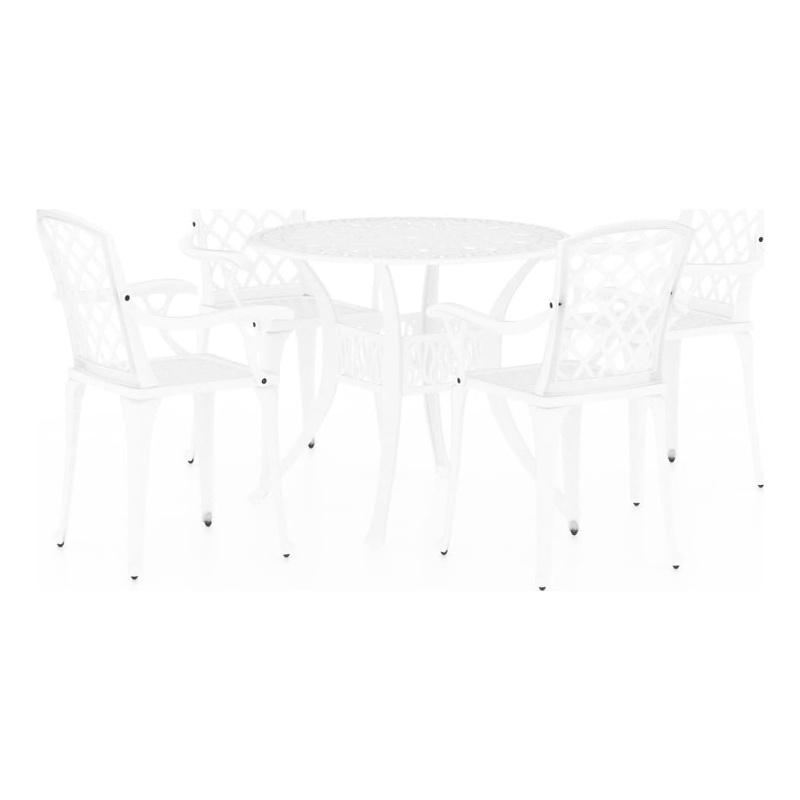 Bowery Hill Contemporary Round Classic Outdoor Bistro Set in White