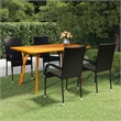 Bowery Hill Solid Acacia Wood 5 Piece Stackable Dining Set in Black