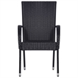 Bowery Hill Solid Acacia Wood 5 Piece Stackable Dining Set in Black