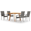 Bowery Hill Solid Acacia Wood & Powder-Coated Steel Dining Set in Gray